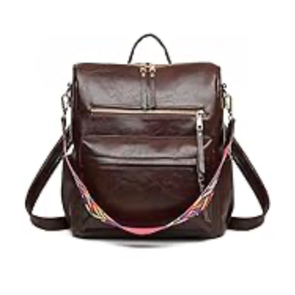 TRENDY FASHIONABLE Leather Backpack with removal shoulder strap